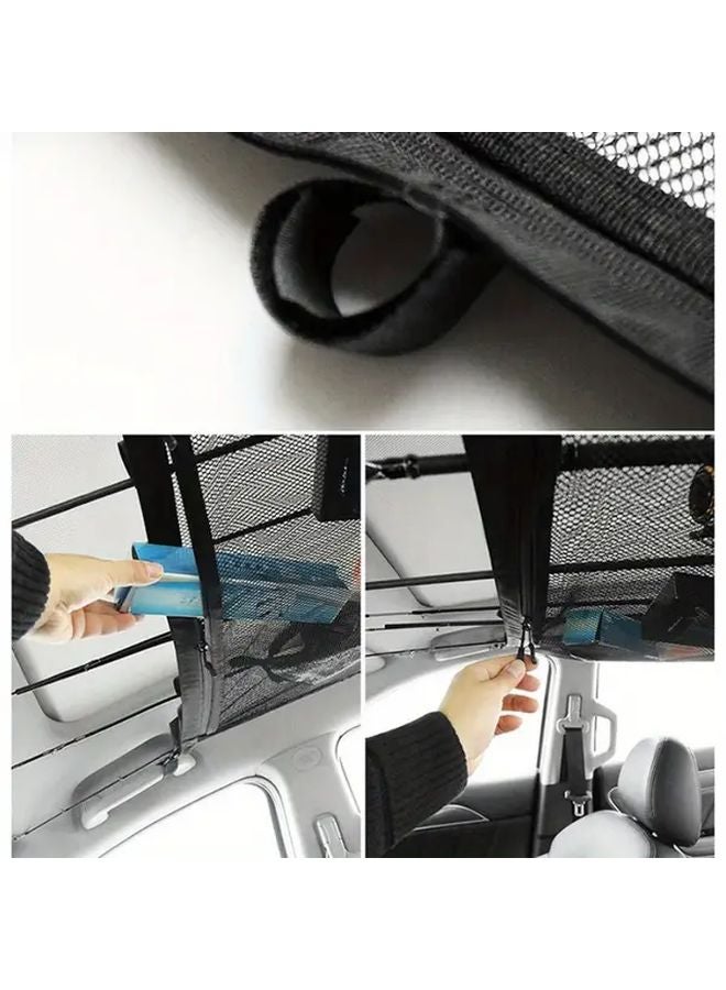 Adjustable Car Ceiling Cargo Net With Fishing Rod Holder 1pc Durable Nylon Storage - Image 4